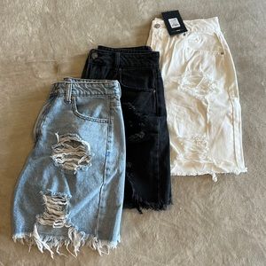 Karmine longline denim shorts - 3 BUNDLE